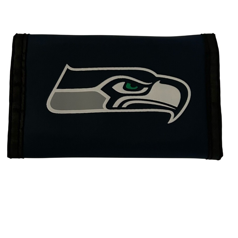 NFL Seattle Seahawks Small Navy Blue Black Nylon Trifold Wallet